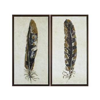 Gilded Feathers Gold Foil 2-piece Canvas Wall Art Set
