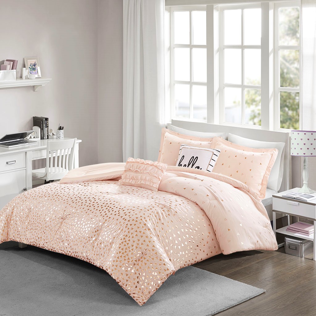 pink and gold comforter set twin