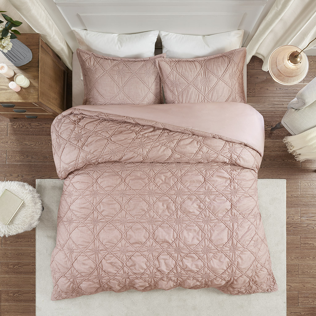 Theresa 3 Piece Ruched Rosette 2 In 1 Duvet Cover Set By Madison