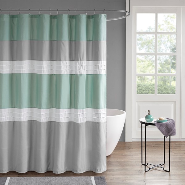 Tinsley Pieced And Pintucked Shower Curtain With Liner By 510 Design Tinsley Pieced And Pintucked Shower Curtain With Liner By 510 Design Designer Living