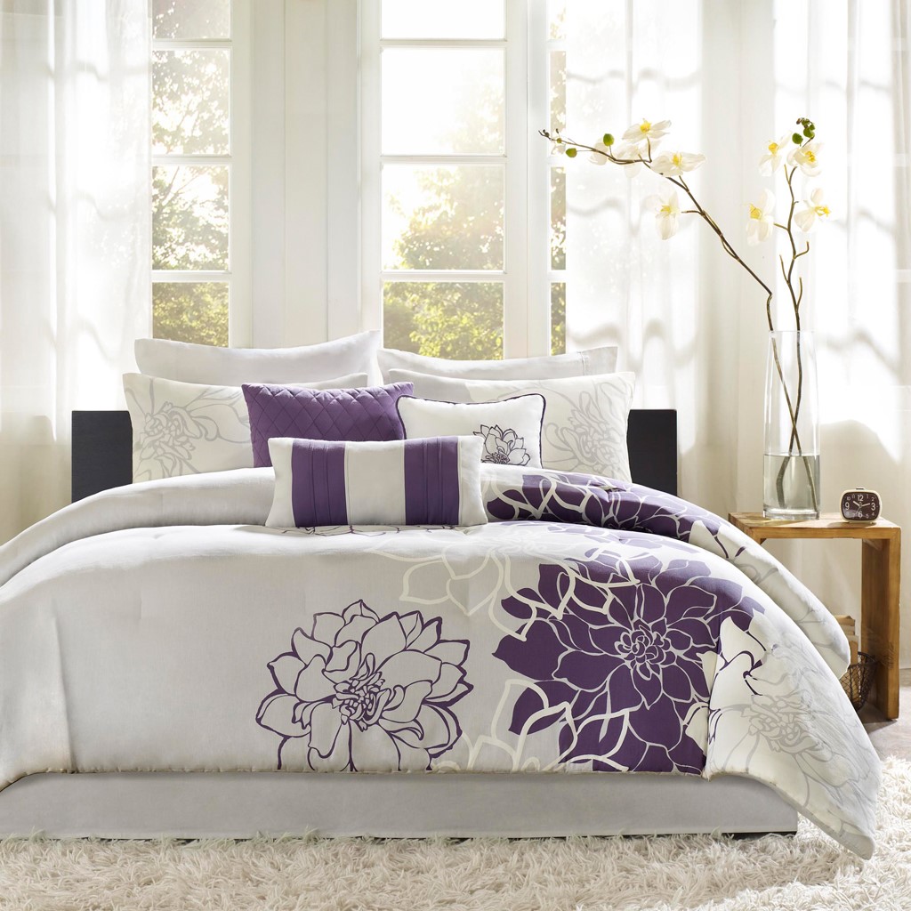Twin Twin Xl Size Lola Comforter Set Cotton Purple Trendy Madison