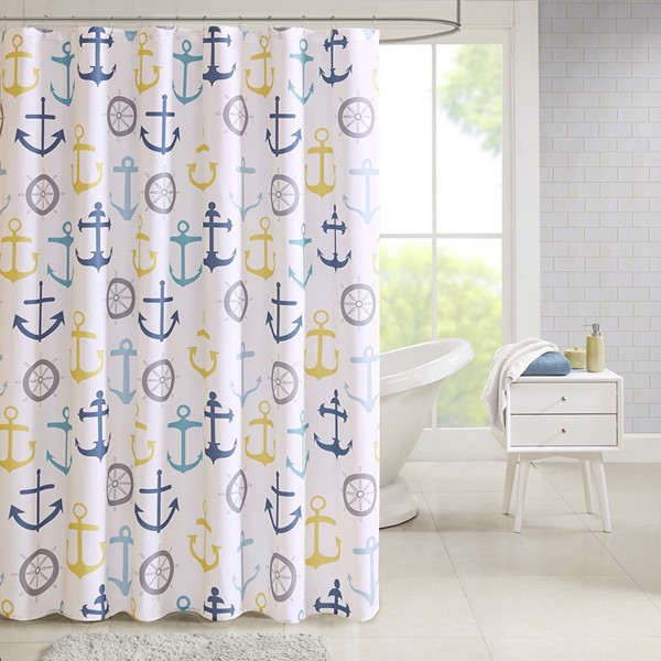 Hudson Poly Duck Canvas Nautical Printed Shower Curtain By Madison Hudson Poly Duck Canvas Nautical Printed Shower Curtain By Madison Park Essentials Designer Living