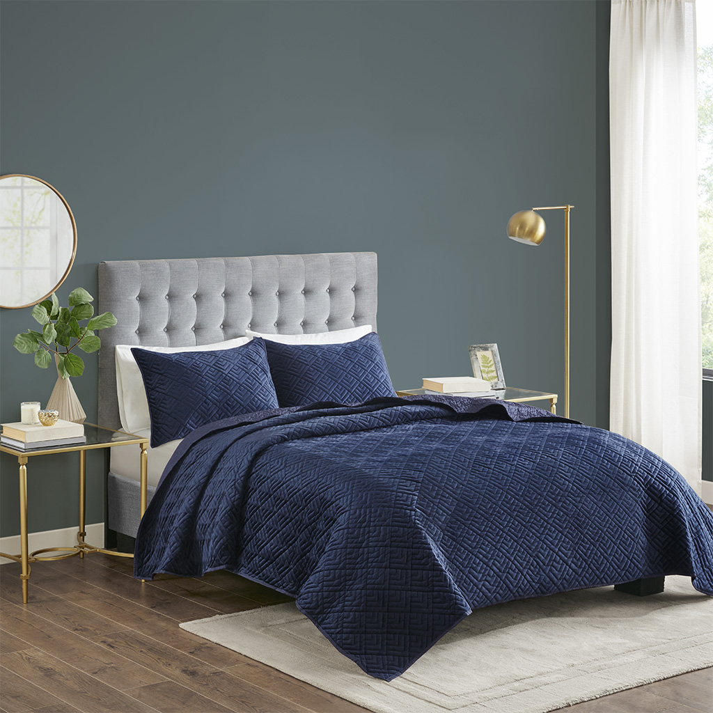 Lewis 3 Piece Reversible Micro Mink Coverlet Set By Madison Park
