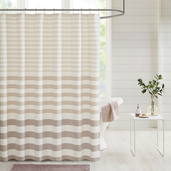 Aviana Stripe Blended Yarn Dyed Woven Shower Curtain