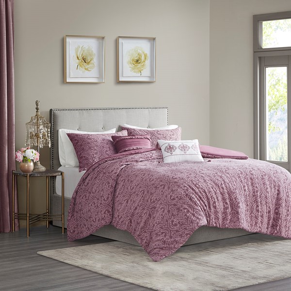 Chantelle 5 Piece Damask Matelasse Cotton Comforter Set By Madison