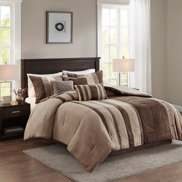 Kennedy 7 Piece Faux Suede Comforter Set By Madison Park