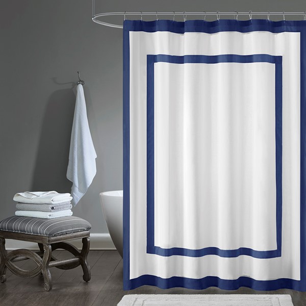 Greyson Cotton Shower Curtain By, Madison Park Aubrey Shower Curtain Blue