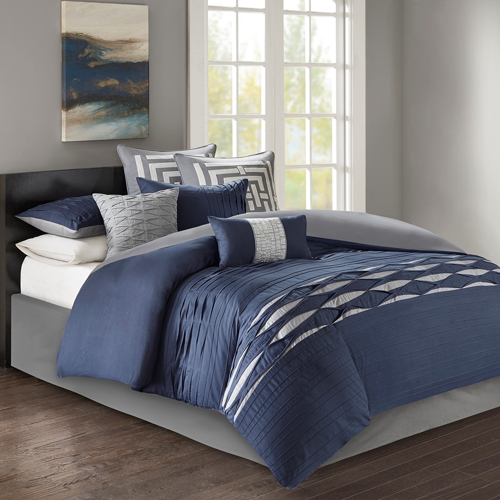 Details About Cal King New Nara Cotton Sateen Comforter Set Blue N Natori Ns10 3082