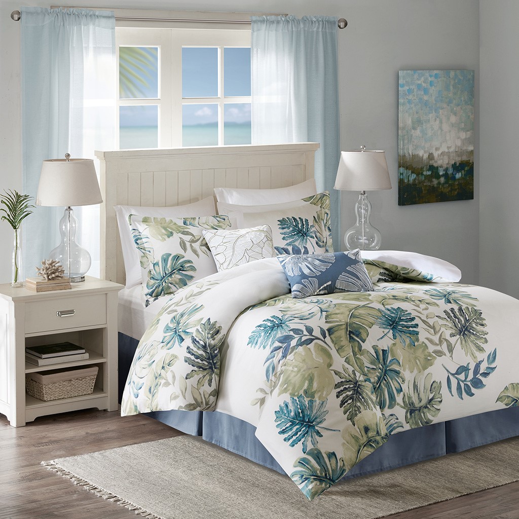 Cal King Lorelai Cotton Printed 6 Piece Comforter Set Tropical
