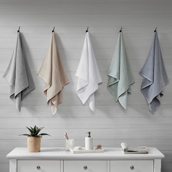 Madison Park Shower Curtains Bath Sets Designer Living Spa Waffle Jacquard 600 Gsm Combed Cotton 6 Piece Towel Set