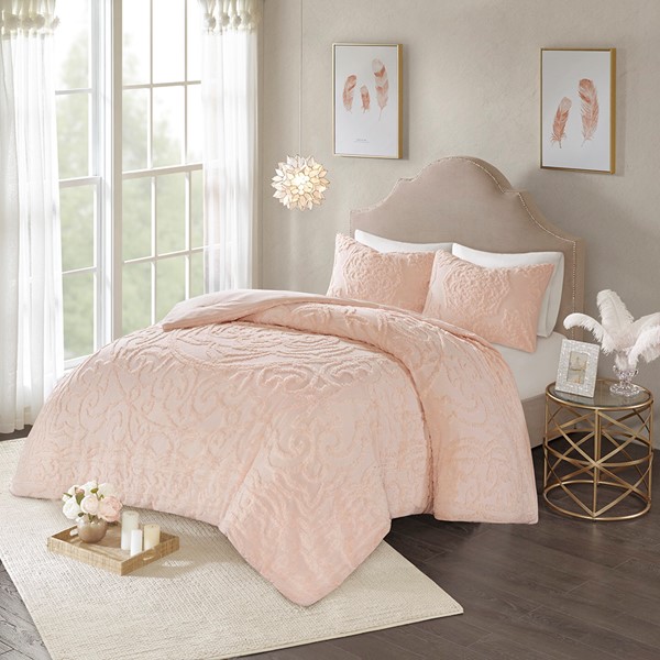 Laetitia 3 Piece Tufted Cotton Chenille Medallion Comforter Set By