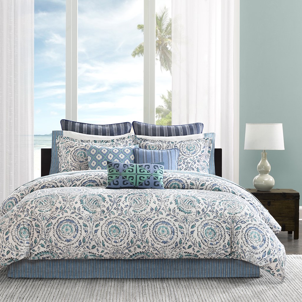 Cal King Size New Kamala Comforter Set Cotton Silk Blue Echo Design Eo10 1403 Ebay 