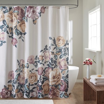 Unique Shower Curtains All Sizes, Grey And Purple Flower Shower Curtain