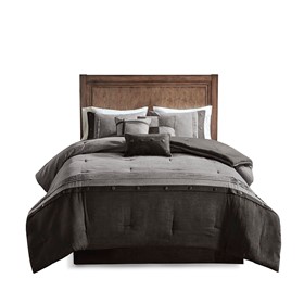 Boone 7 Piece Faux Suede Comforter Set Madison Park Olliix