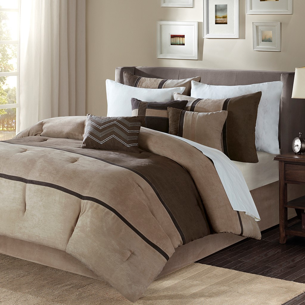 King Palisades 7 Piece Comforter Set Brown Neutral Transition Madison