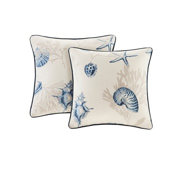 Bayside Cotton printed Square Pillow Pair with Solid Reverse